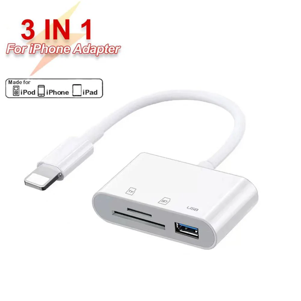 3-in-1 iPhoen adapter TF SD memory card reader 3.0 all-in-one OTG USB card connector Fro iPhoen 14 13 12 11 Pro Max iPad adapter