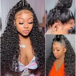 Burmese 360 Lace Front Wig Human Hair 100% Pre Plucked Kinky Curly Human Hair Lace Frontal Wigs 100% Brazilian Curly Wig On Sale