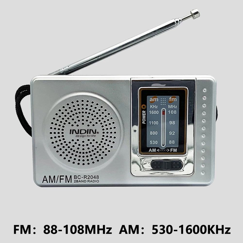 Dual Band Portable Radio Telescopic Antenna Music Player Radio Battery Powered Pocket Stereo Radio 3.5mm Jack Built-in Speaker