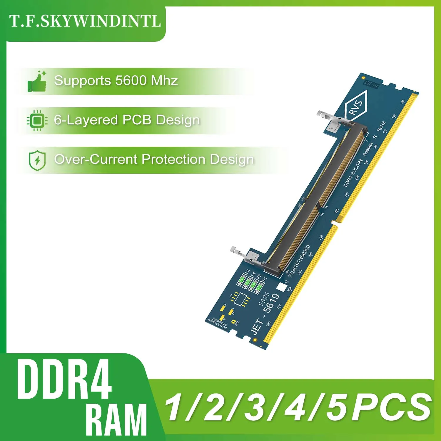 

Адаптерная карта SO DDR4-DDR4, конвертер для тестирования модулей памяти DDR4 для ноутбуков, подходит для преобразования памяти DDR4 ноутбука в DDR4 для настольных ПК.
