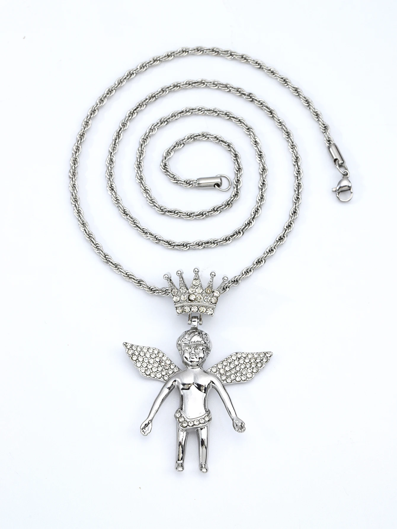 Crafting an angel pendant halterneck necklace, hip-hop trendy jewelry, unisex for everyday wear