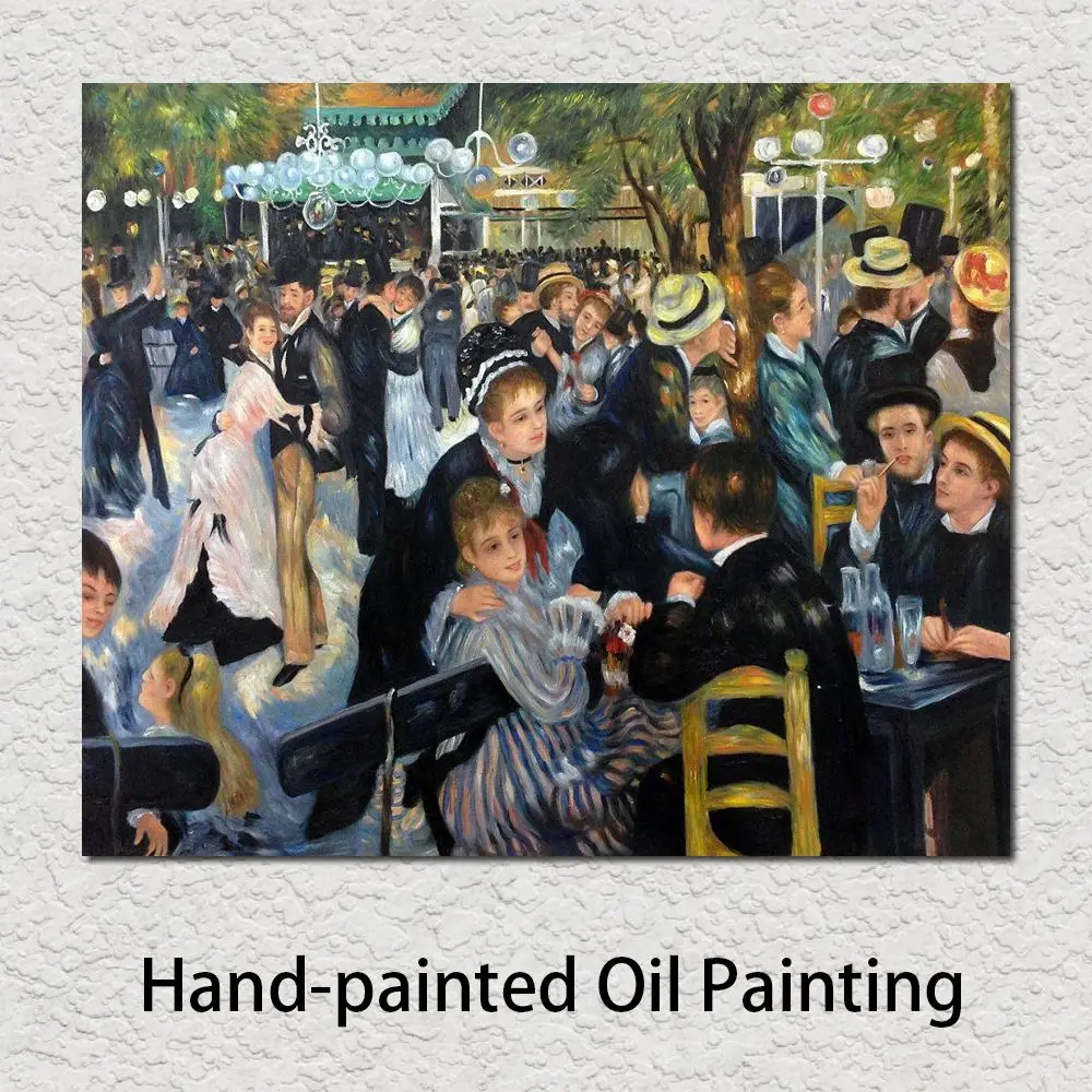 Hand Painted Canvas Art Ball at the Moulin de la Galette Pierre Auguste Renoir Painting Impressionist Figure Artwork Living Room