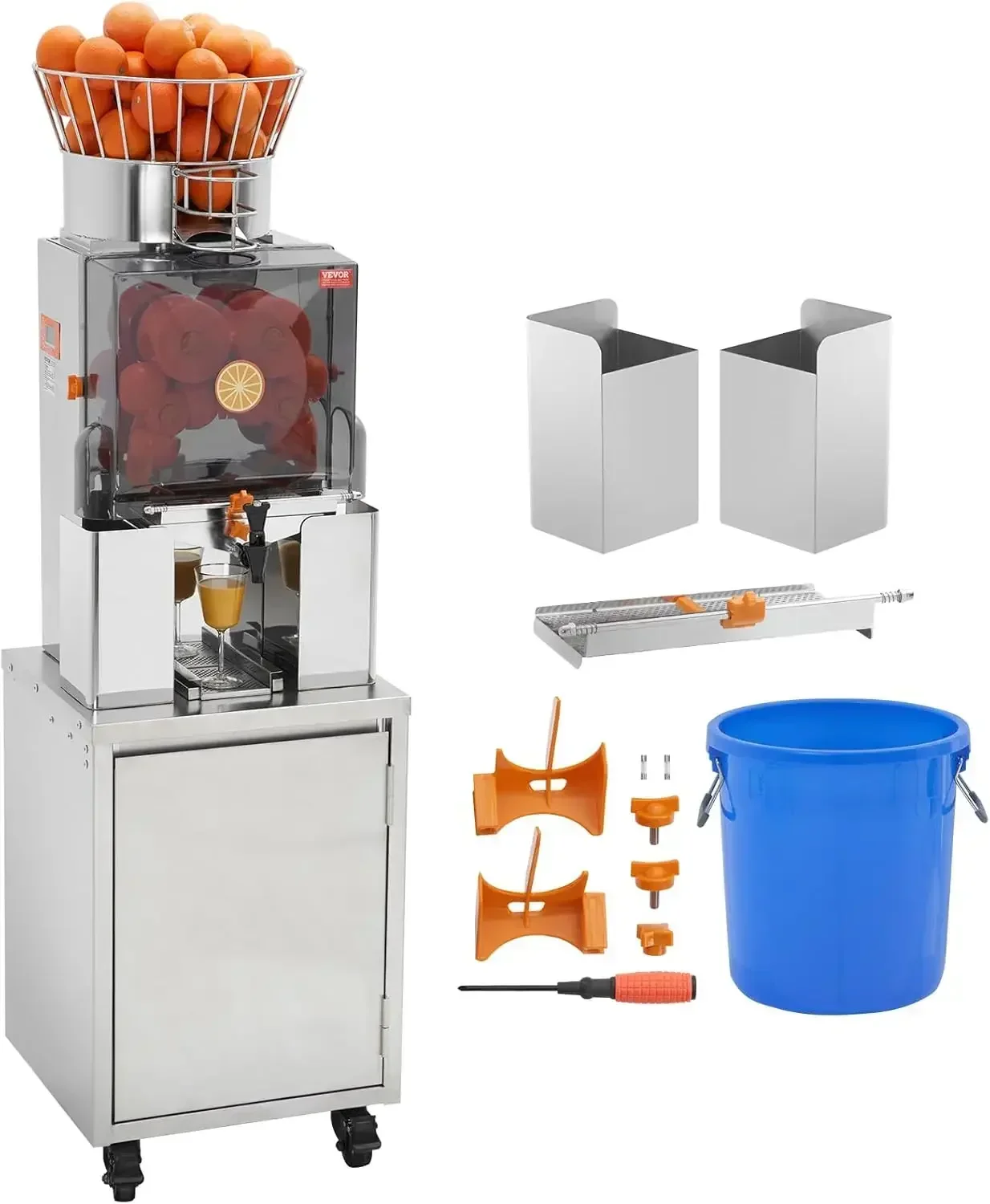 

Commercial Orange Juicer, 120W Automatic Feeding Juice Extractor with Water Tap,Stainless Steel Juicer Machine 25 Oranges/Minute
