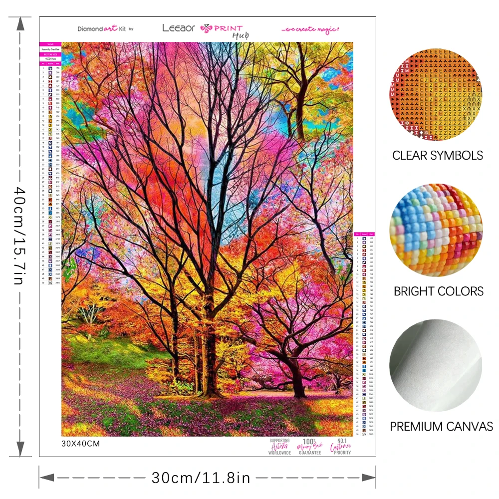 Landscape Diamond Painting Colorful Tree Full Diamond Mosaic Embroidery Cross Stitch Kits Color Home Decoration Handicraft Gifts