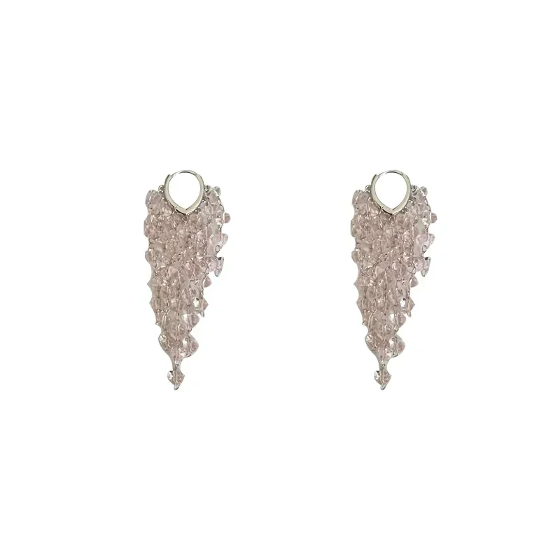 

Sweet and gentle white pink crystal fringed earrings exquisite personality niche premium earrings
