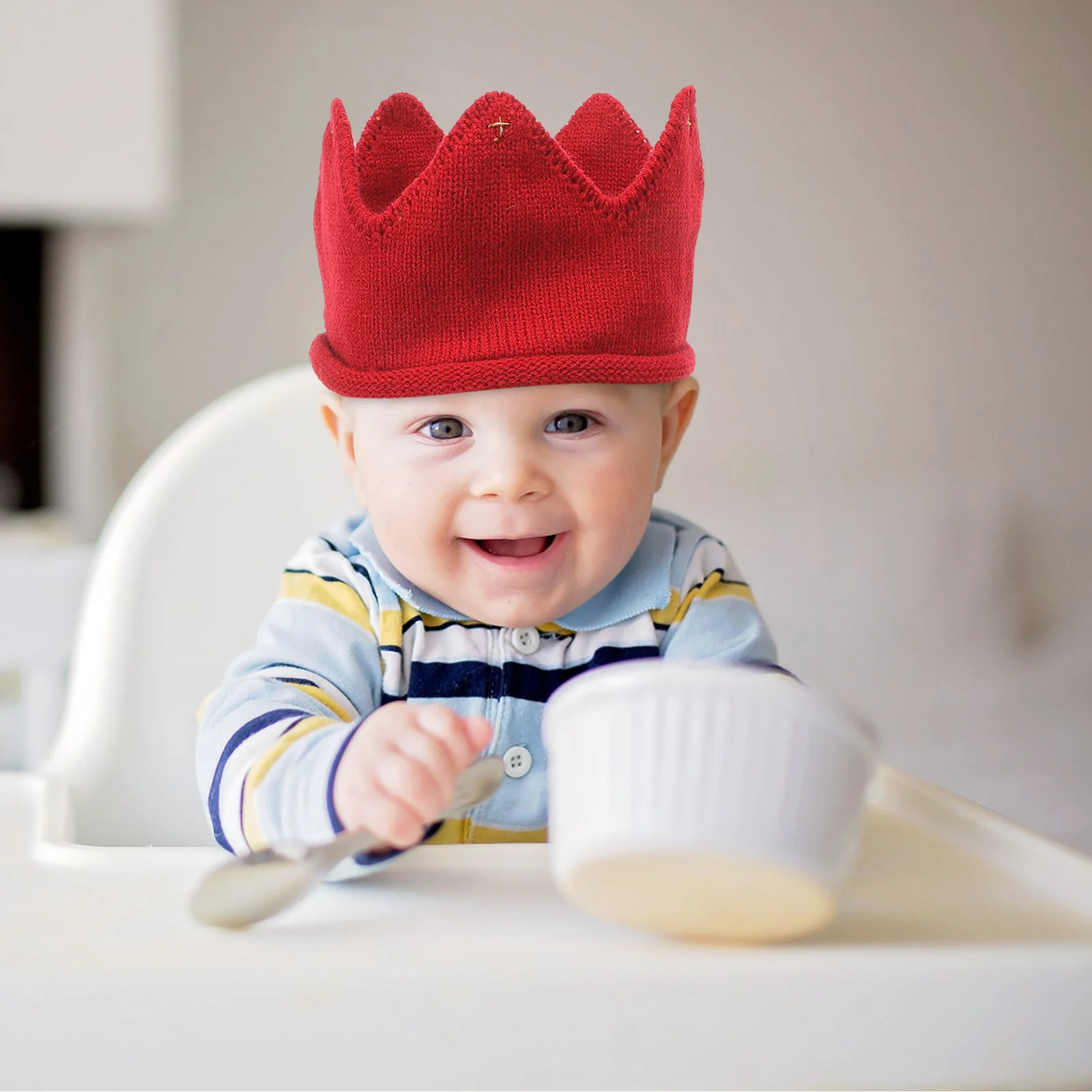 

Crown Hat for Baby Knit Headband Warm Stylish Winter Accessory Blue Customizable Rhinestones Lace Crown Hat for Baby