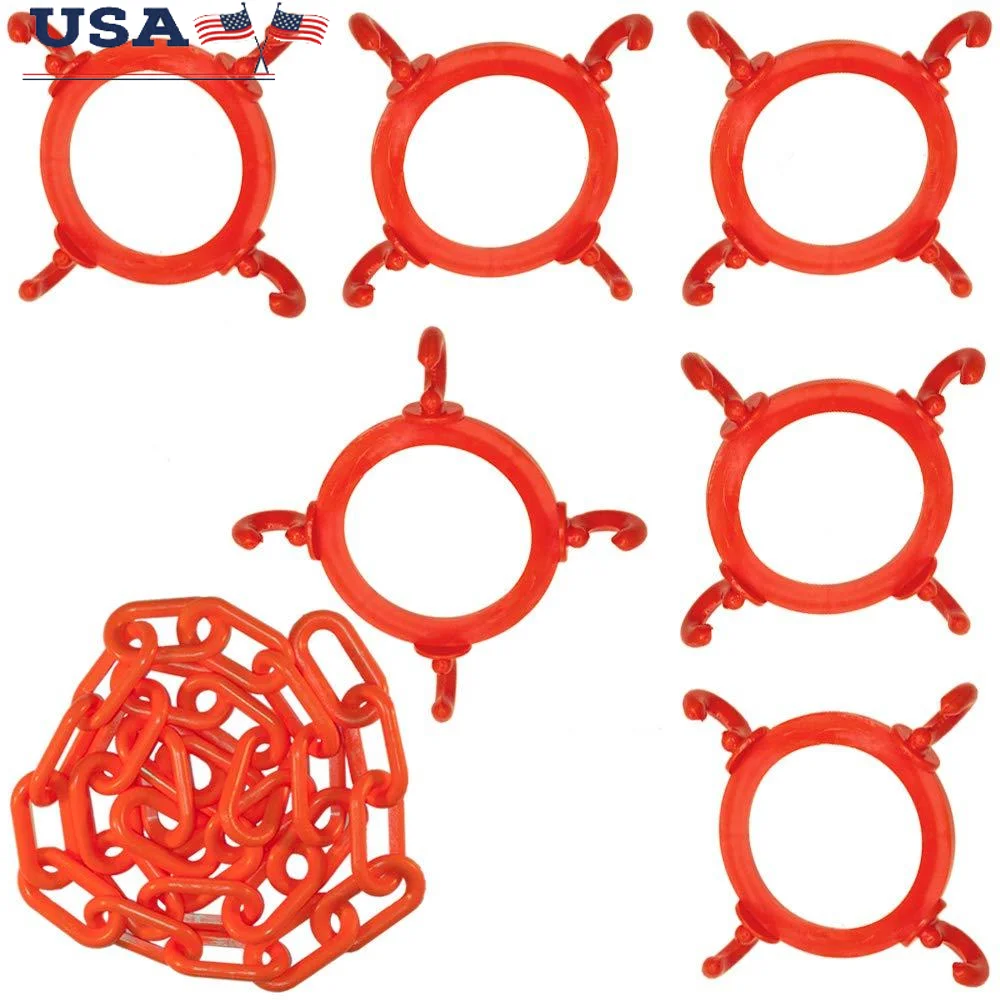 

Traffic Cone Chain Connector Kit 50ft Plastic Chain and 6 Connectors Barrier Creation Indoor Outdoor Use Durable Weatherproof