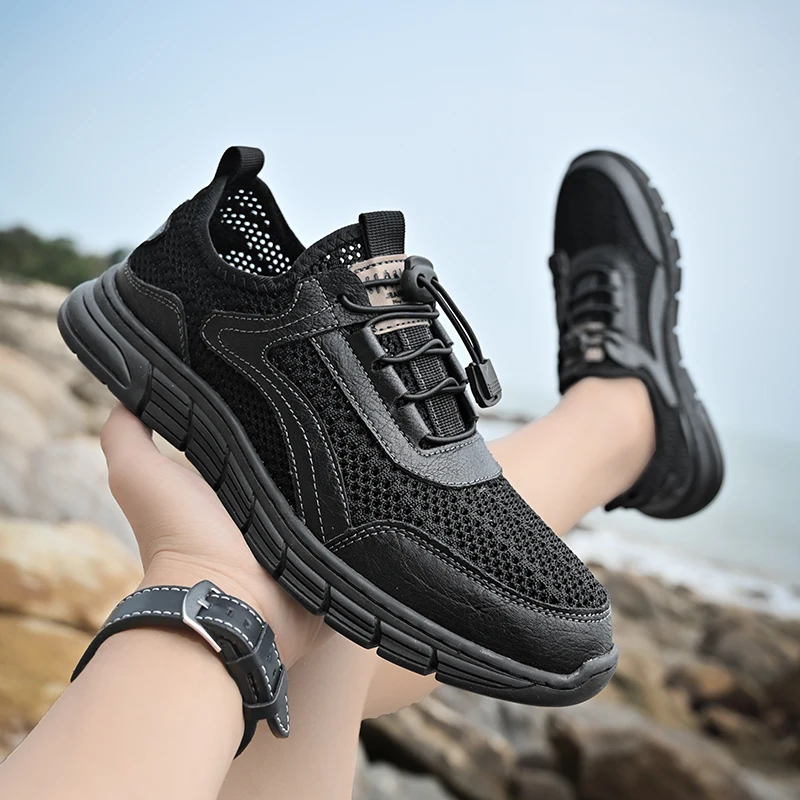 

2025 брендовая удобная повседневная мужская обувь больших размеров, весенне-летняя сетчатая дышащая обувь для вождения, мужская обувь