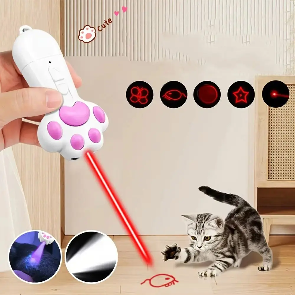 

5 Adjustable Patterns USB-Rechargeable Laser Toy LED Light Bright Animation Pet Training Laser Pointer Light Pen