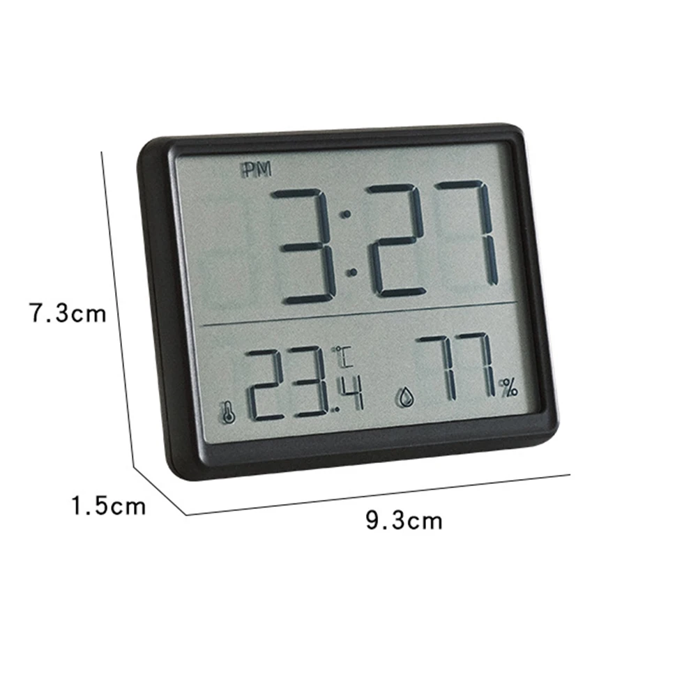 Lcd Digital Alarm Clock Large Screen Displays Multi-functional Magnetic Design Thermometer Meter Humidity Monitor Home Decor