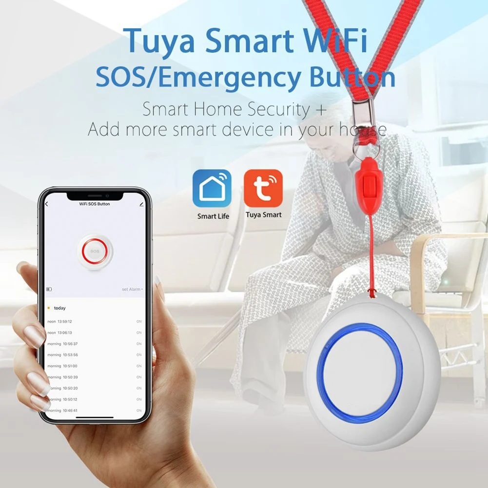 Tuya Smart Life Elderly Emergency Alarm Button Outdoor Wireless SOS Panic Button for Self Defense Old People Helping