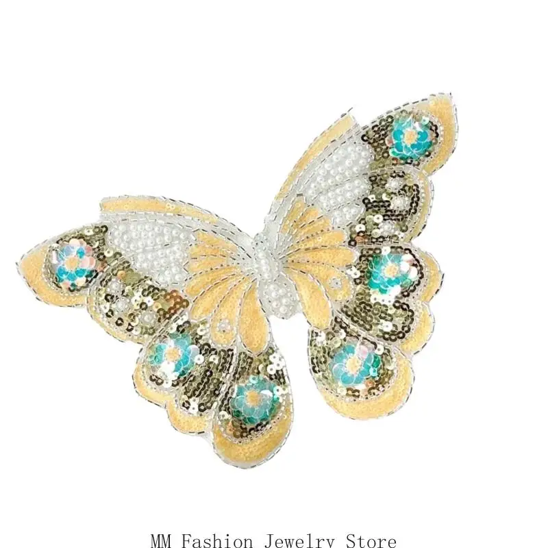 

D0UB Перенос сверкающей бабочки, включая бусины для сумок для одежды, украшения для дома