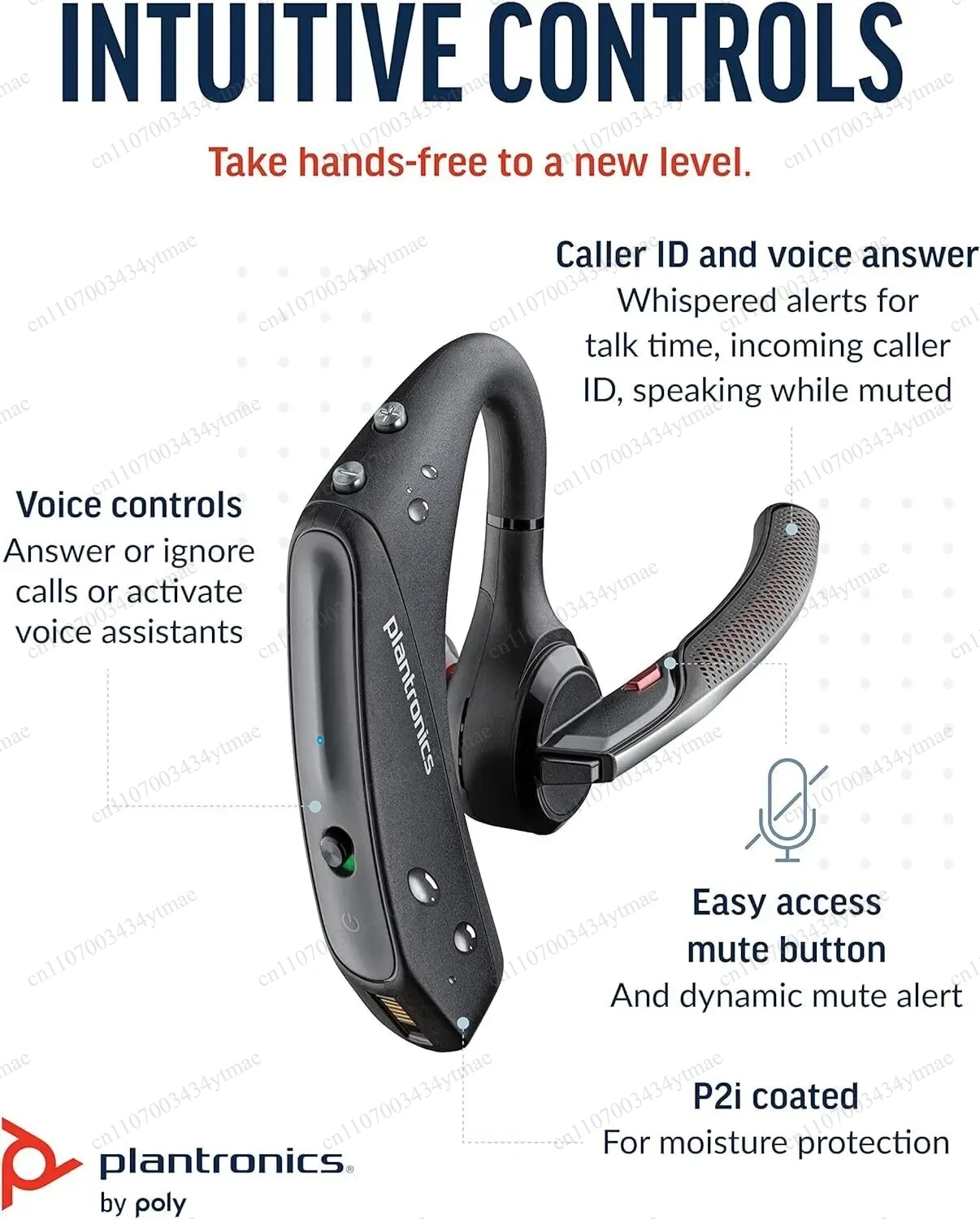 Voyager 5200 / 5200‑UC Wireless Bluetooth Headset, Noise‑Cancelling Single‑Ear Business Headphone With Mic