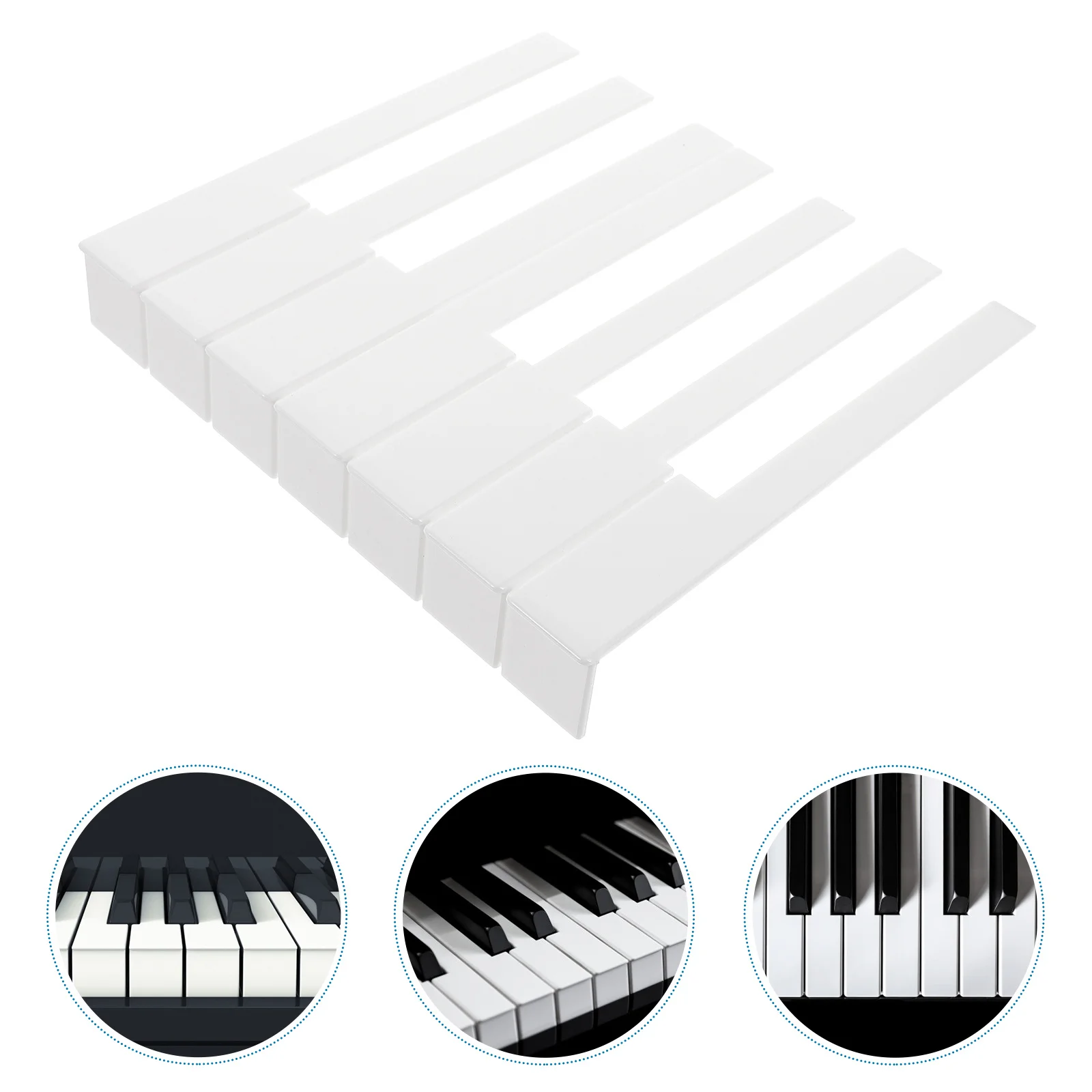 

52 Pcs Piano Key Stickers for Beginners Repair Parts Tag White Keytops Keyboard Replacement