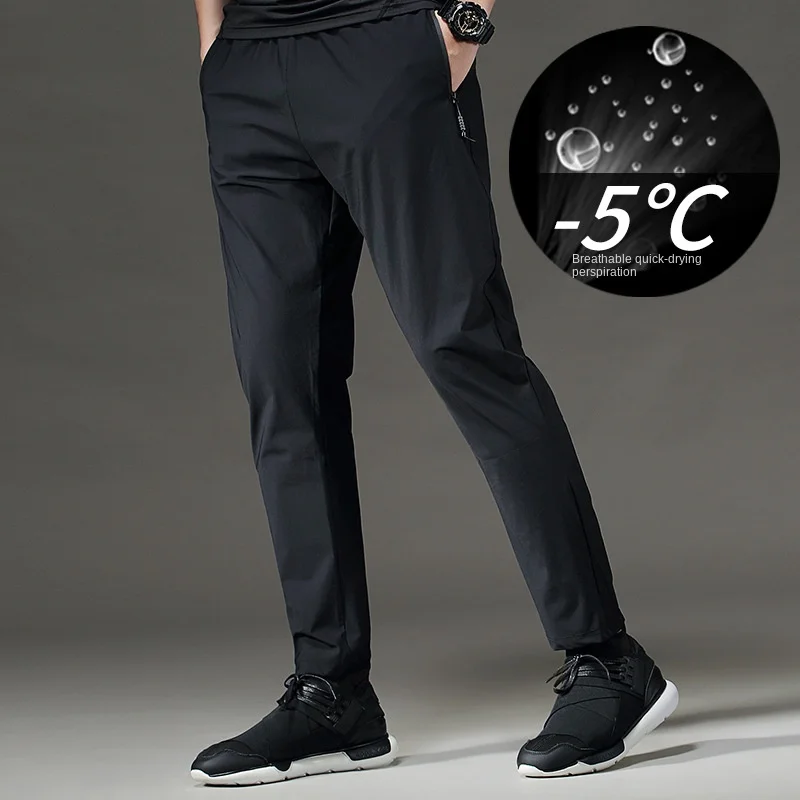 Calça esportiva Ice Silk Moisture Wicking, linha reta, Casual, Tendência, Verão, Novo, 2024