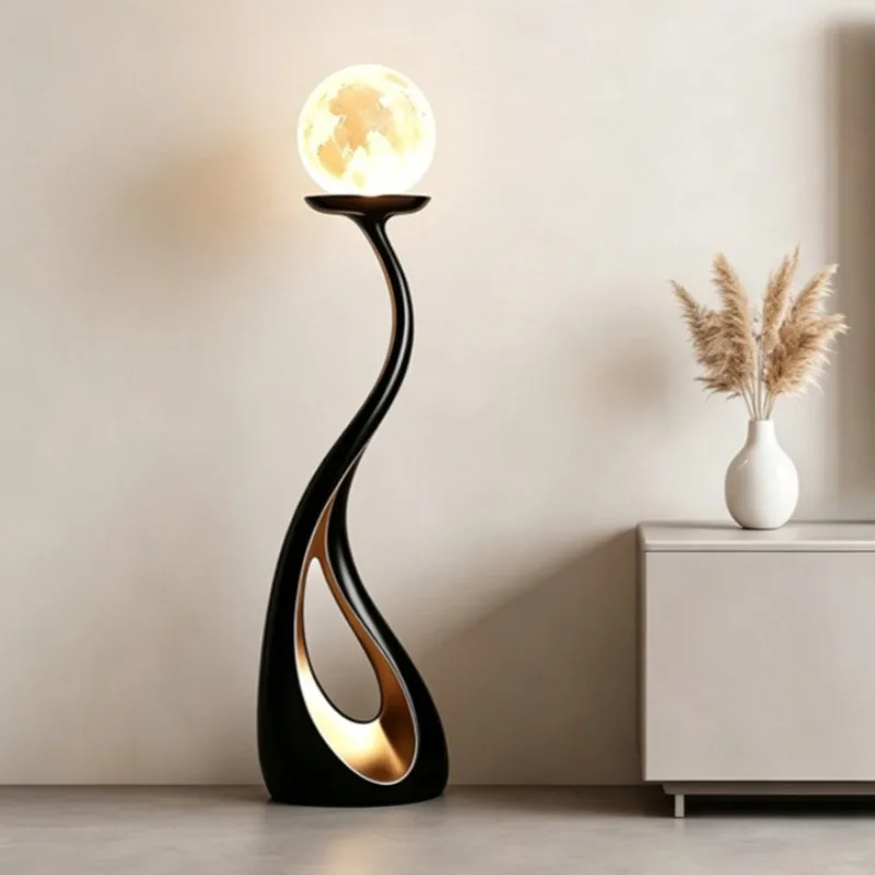 Resin Sculptures with Light Abstract Swan Standing Ornaments Luxury Creative Groot Sculpture Modern Home Decoration Products