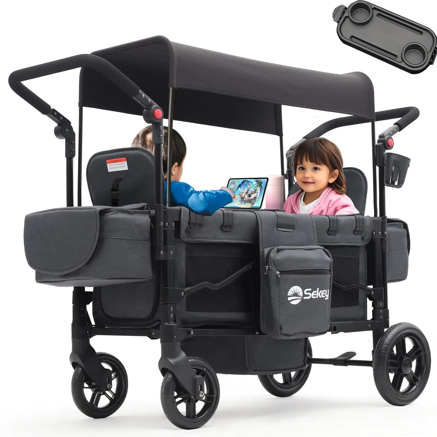 Carrello a mano pieghevole e pieghevole con tettuccio rimovibile, carrello da trasporto pieghevole versatile da 80 kg per gite familiari