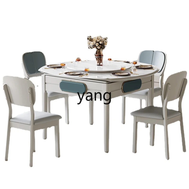 CX Solid Wood Square round Rotating Folding Automatic Household Multi-Functional Dining Table Dual-Use Retractable Mahjong Table