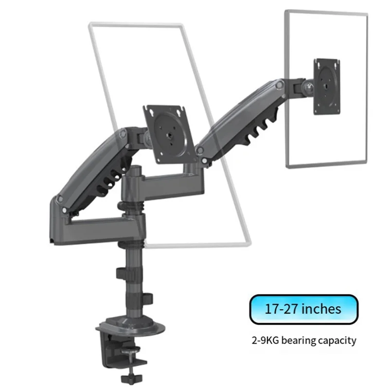 H180 Desktop Spring Monitor Arm 17-30Inch Dual Monitor Holder Mount Arm Full Motion Display Stand Loading 2-9 Kgs