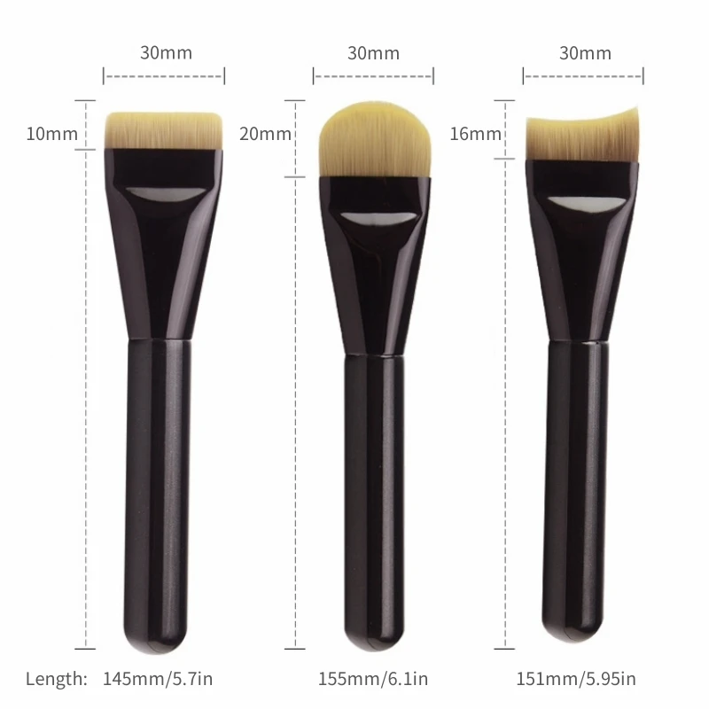 Foundation Makeup Brushes Ultra-Fine Hypoallergenic Nylon Bristle Top Flat Arc Foundation Brush Perfect for Face Contouring