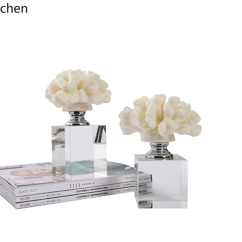 ZML Simple Soft Decoration Model Home Crystal Ornaments Living Room Bedroom Wine Cabinet Corner New Chinese Style Coral Crafts