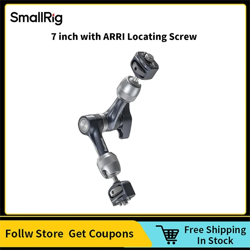 Brazo mágico SmallRig 4899 (7 ") con tornillo de localización ARRI y carga de tornillo de 1/4"-20, aleación de aluminio de 3,5 kg para monitores, luces y micrófono