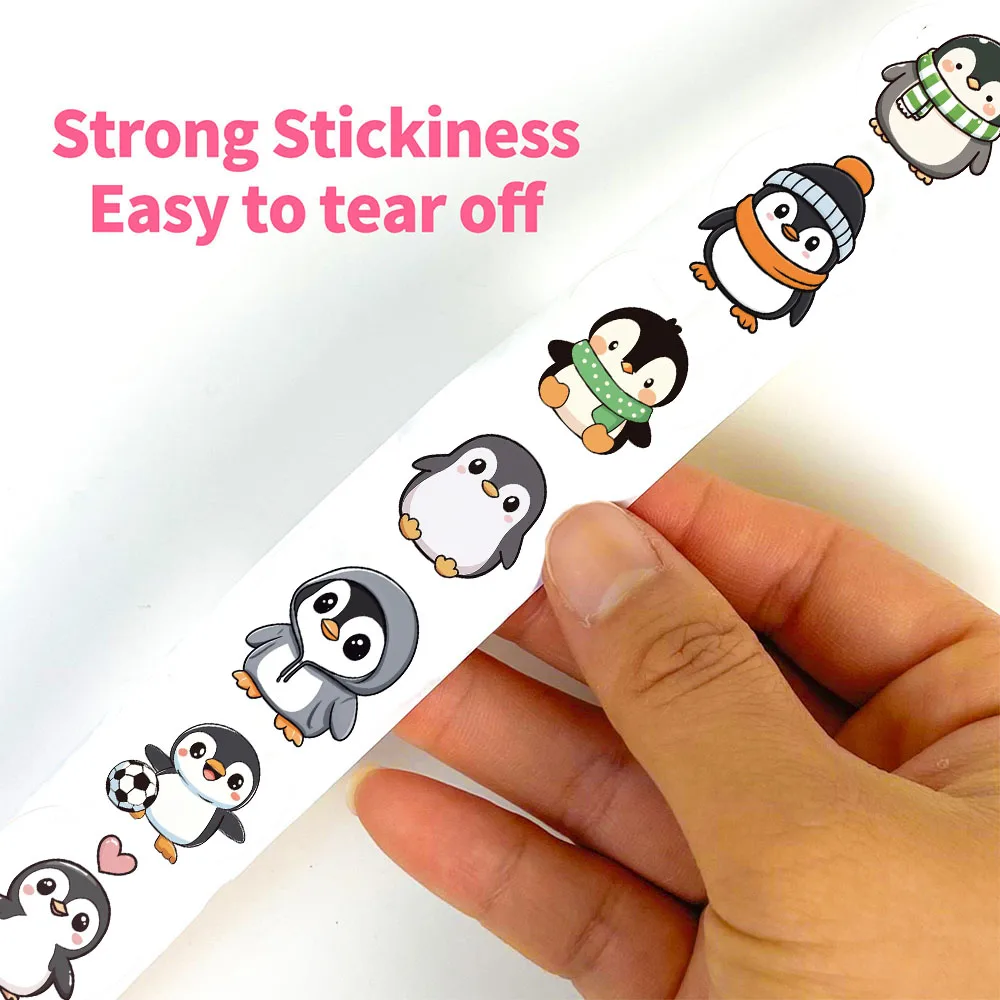 500 قطعة البطريق لفة ملصقات الجمالية القهوة الكرتون مقاوم للماء الهاتف المحمول الأمتعة الثلاجة سكيت الكتابة على الجدران ملصق