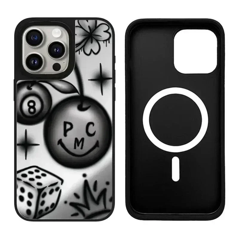 

Cartoon Bomb Dice iPhone 11 12 13 14 15 Pro Max Mirror Surface MagSafe Case Cover Shell