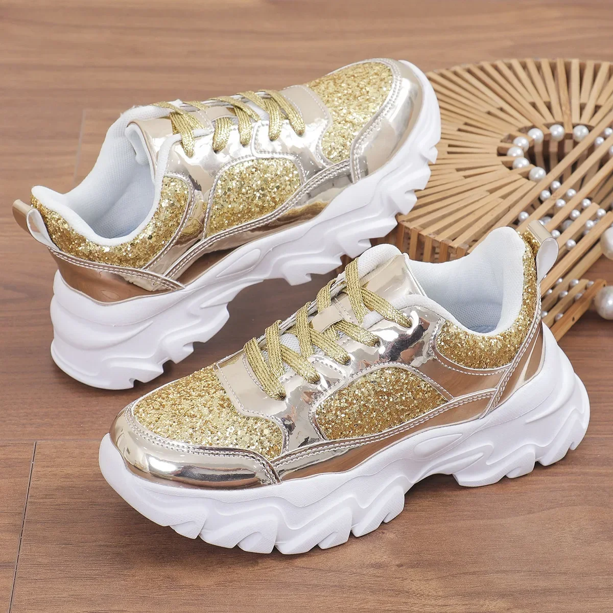 

Women's Casual Sneakers Comfortable Anti Slip Sports Shoes Woman Fashion Breathable Soft Sole Platform Sneakers Plus Size 42