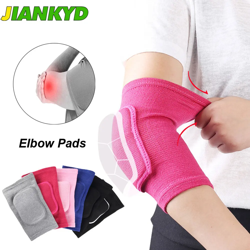 

1Pair Elbow Pads, Thick Sponge Elbow Braces Elastic Anti-Slip Collision Avoidance Elbow Sleeves for Basketball Volleyball Sports