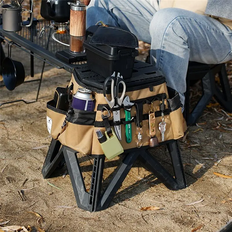 ISE MOUNT كرسي بلا ظهر قابل للطي غطاء مقعد أكسفورد القماش الغطاء الواقي المحمولة التوسع غطاء أداة محمولة حقيبة-AA85