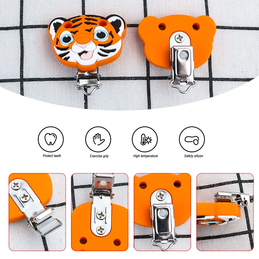 2Pcs/Lot  Bee Bear Tiger Dog Animals Flower Rainbow Silicone Beads Clips for DIY Making Jewelry Chain Necklace Accessories Etc