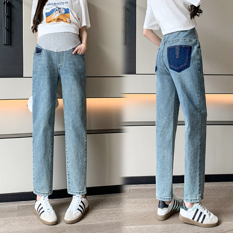 

Stretch Denim Maternity Jeans 2024 Loose Straight Abdominal Pants Clothes for Pregnant Women Casual Pregnancy Boyfriend Jeans