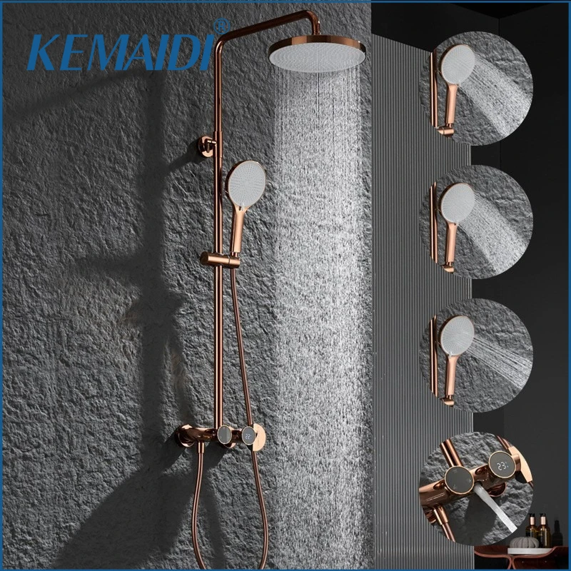 Hansgrohe Kemaidi Digital Display Bathroom Shower Faucet Set Rose Gold