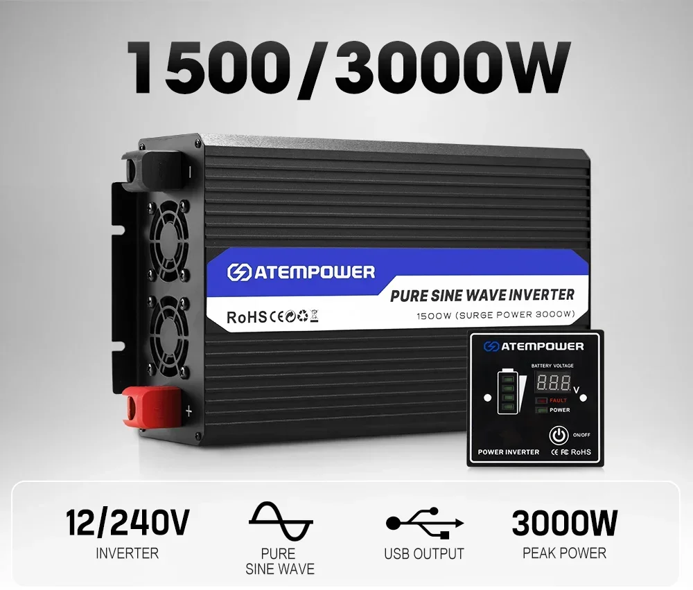 12v DC to AC 110v 220v 1500w 3000W Pure Sine Wave Inverter Power Inverter