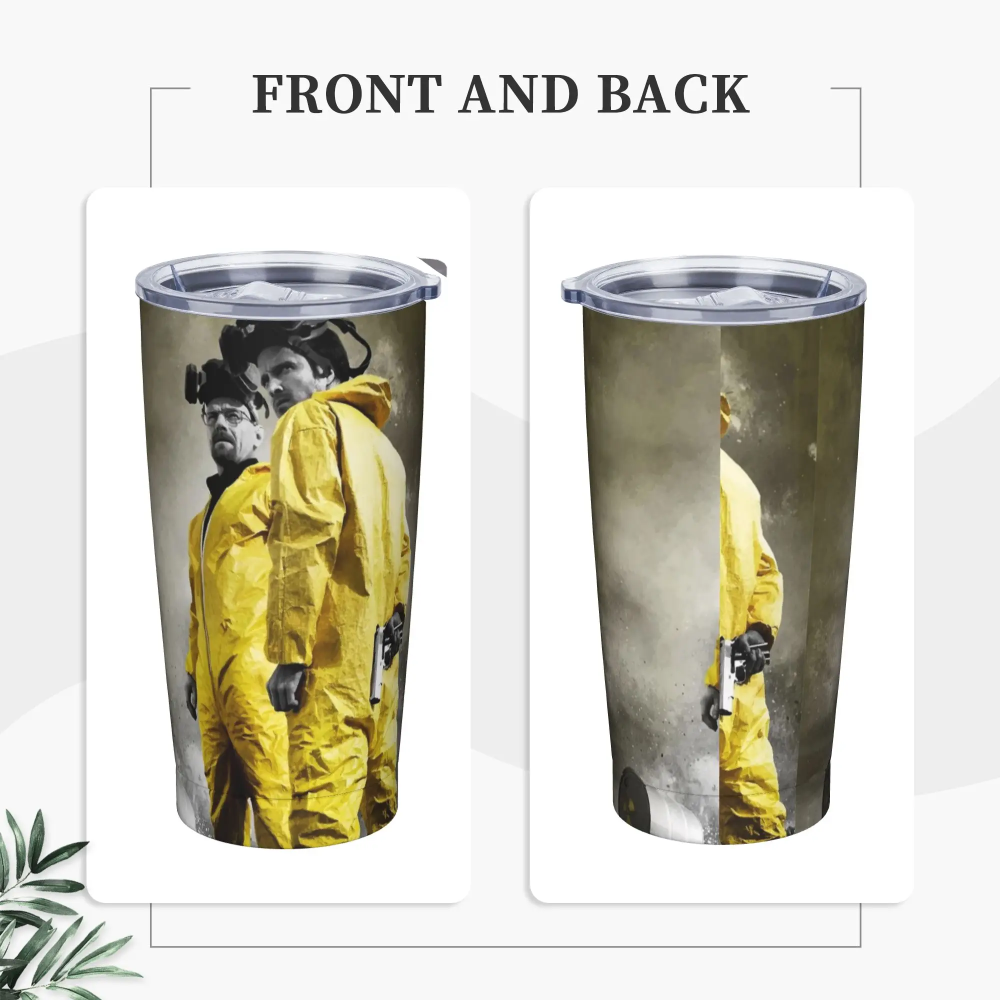 Breaking Bad Tumbler Vacuum Insulated Walter White Coffee Cups Vacuum Flask School Mugs Spill Proof, 20oz