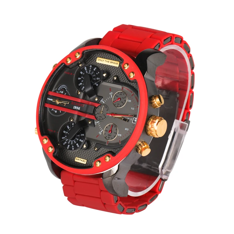 Reloj con correa de Gel de sílice para hombre y mujer, cronóscopo de cuarzo de diseño, cronógrafo de pulsera de cuatro esferas, negro y dorado