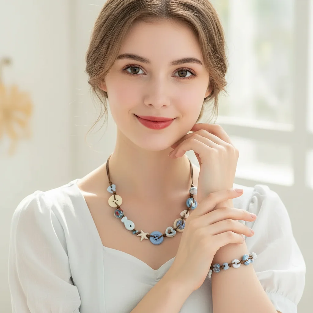 Creative Ocean Ceramic Woven Bracelet for Women Bohemian Starfish Necklace Vacation Beach Party Friendship Aesthetic Jewelry