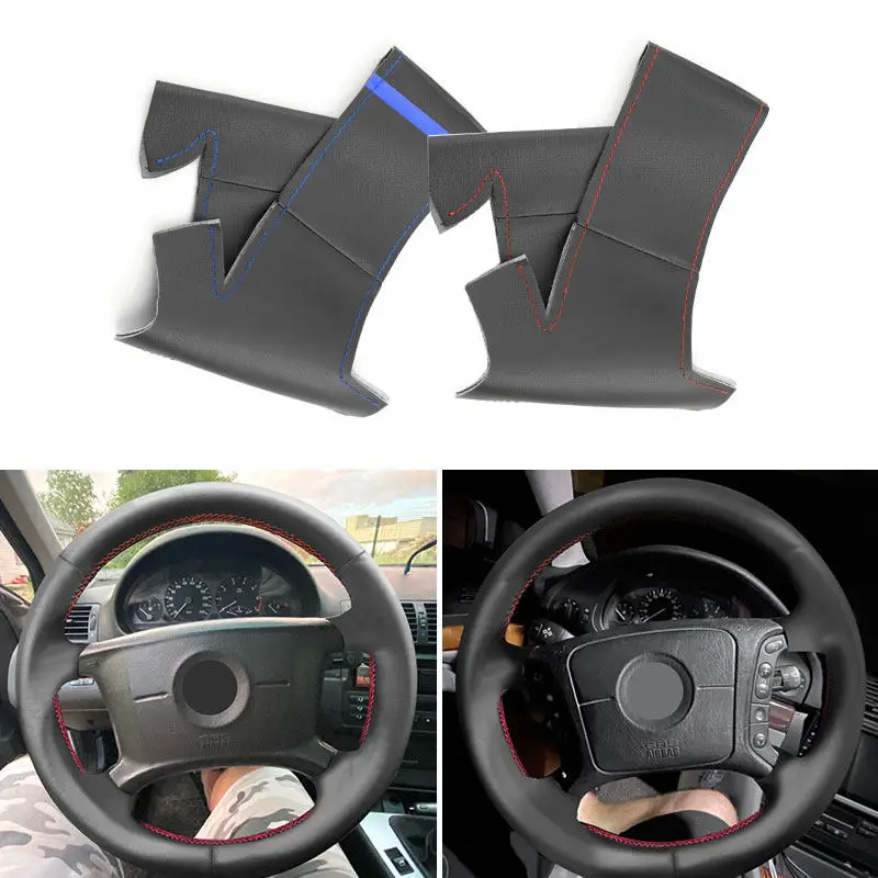 

For BMW 3 5 Ser E39 E46 E36 1995-2000 X3 E83 X5 E53 2000-2006 Not for M Sport Car Steering Wheel Cover Microfiber Leather Trim