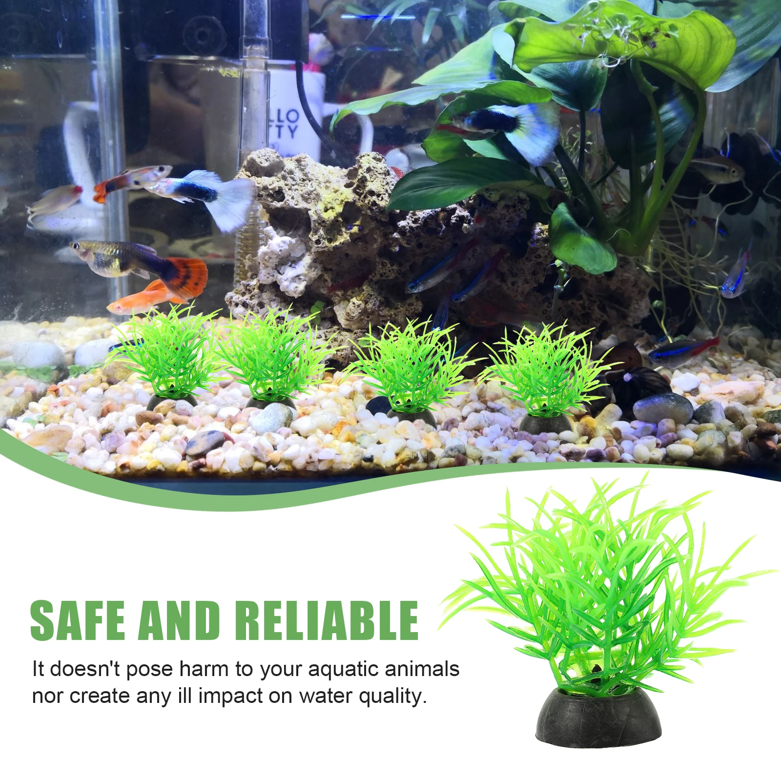 

20pcs Fish Tank Artificial Plants Green Plastic Aquarium Decorations for Reptile Terrarium Betta Fish Tanks Lifelike Ornament