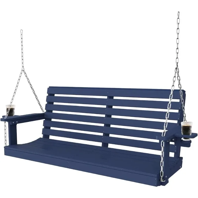 Two-Seat Porch Swing With Cup Holders, Waterproof, Durable, 660 Lbs Capacity, Quick Assembly, 3-Year Warranty