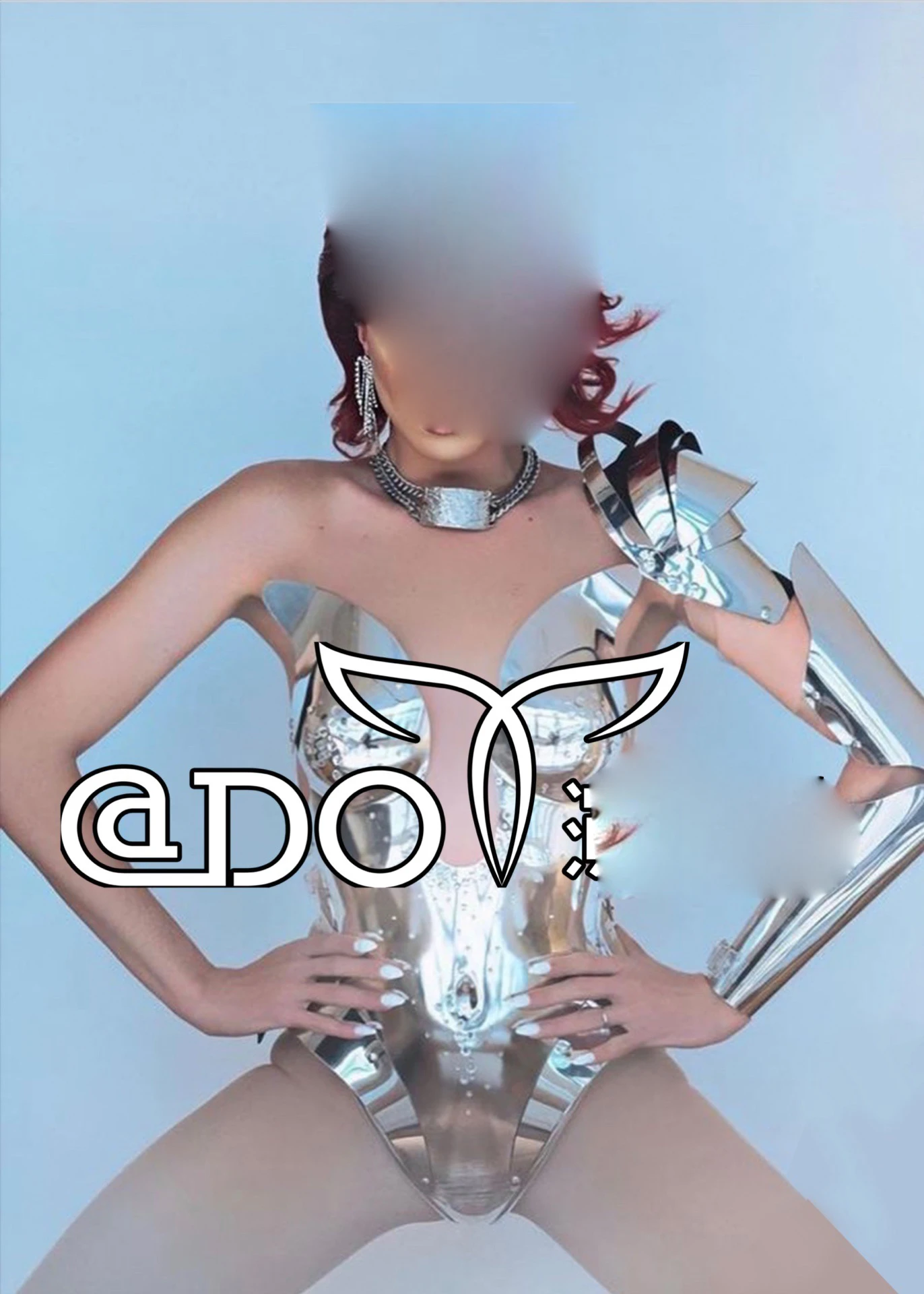 Technology warrior Bar nightclub silver mirror armor GOGO costume Women singer stage show dance wear