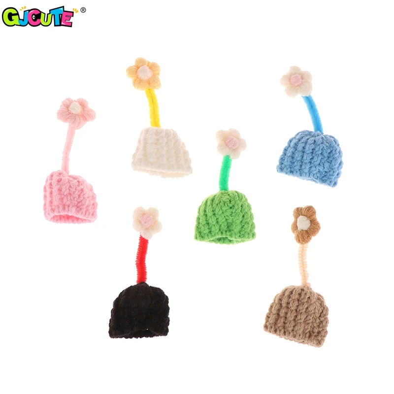 Simpatico cartone animato bambola cappello lavorato a maglia Mini porcellino d'india Pet peluche cappello bambola vestire accessori decorazione casa delle bambole bambino finta gioca giocattoli