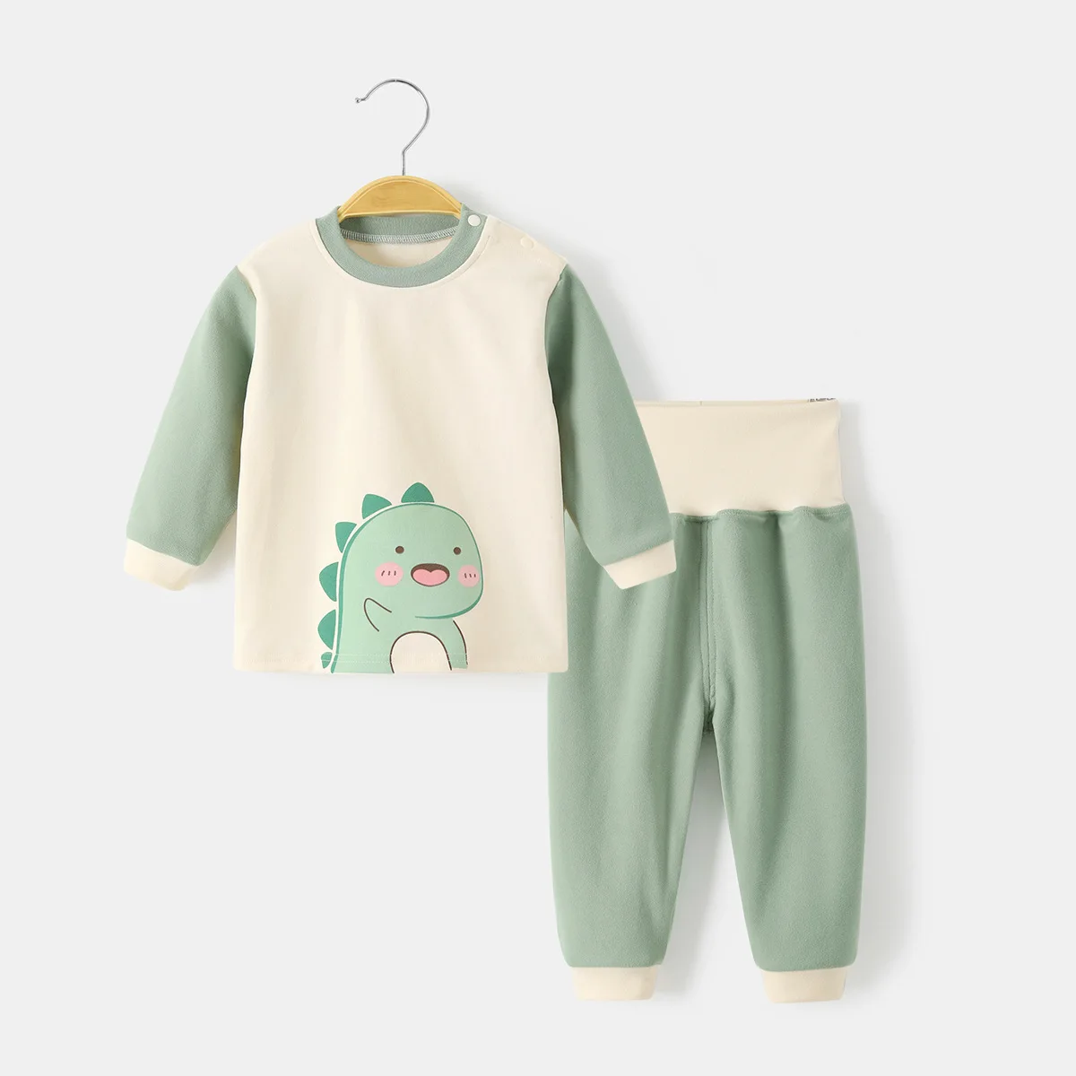 Children Dinosaur Printed De Long Thermal Underwear Sets Winter Newborn Infant Baby Two Piece Warm Baby Clothes Sleepwear 0-36m