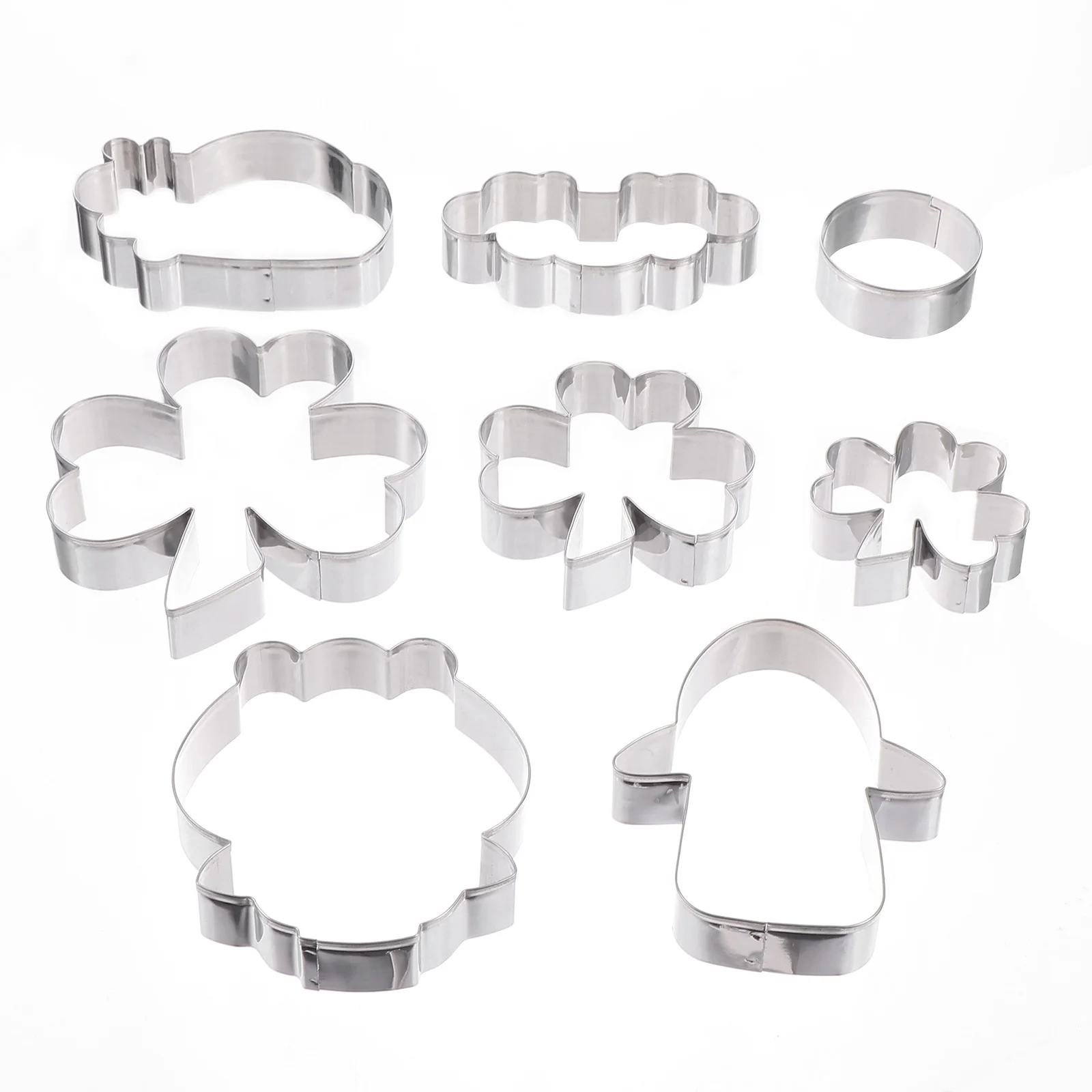 

8pcs Four-Leaf Clover Cookie Cutters Stainless Steel Biscuit Molds For Baking Dough Pastry Bread Cake Sandwich Jelly Cheese