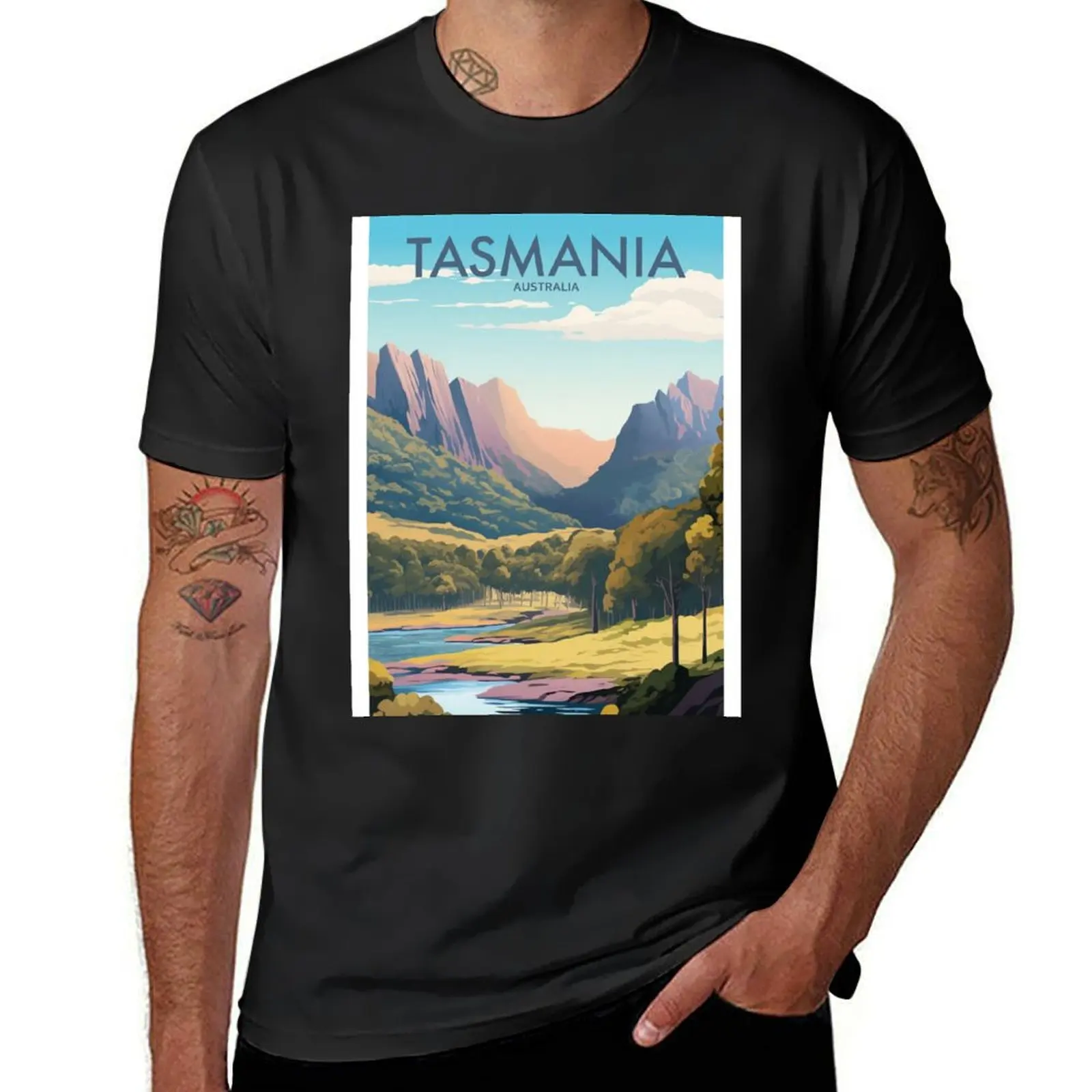 TASMANIA Traditional Travel Poster T-Shirt aesthetic clothes Blouse t shirts for men