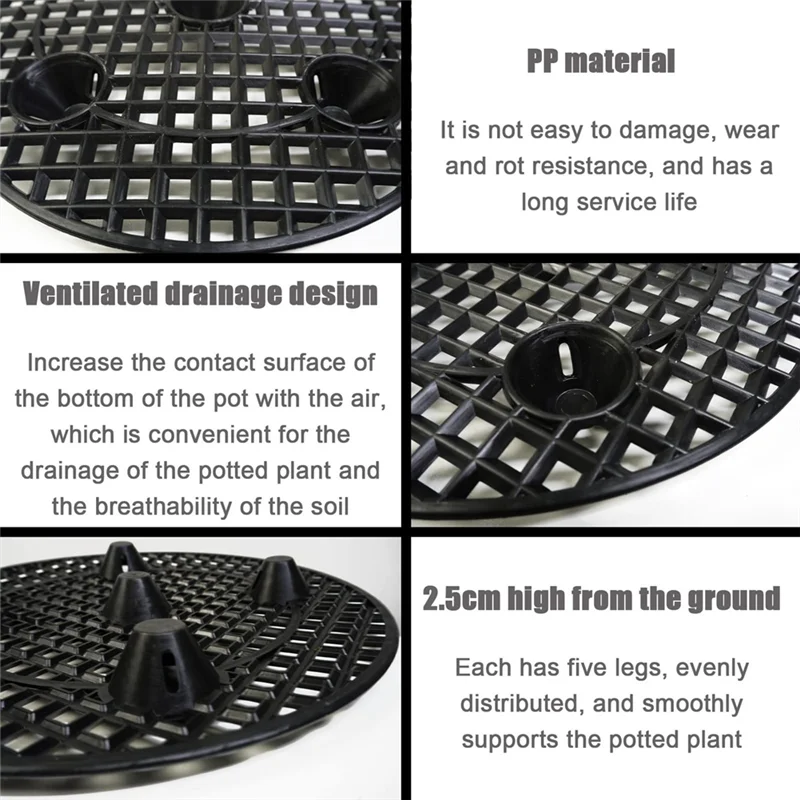 

AEE4-5PCS Heavy Planter Holder Potted Plant Stand, Diameter 12Inch Root Controller Chassis Drainage And Ventilation