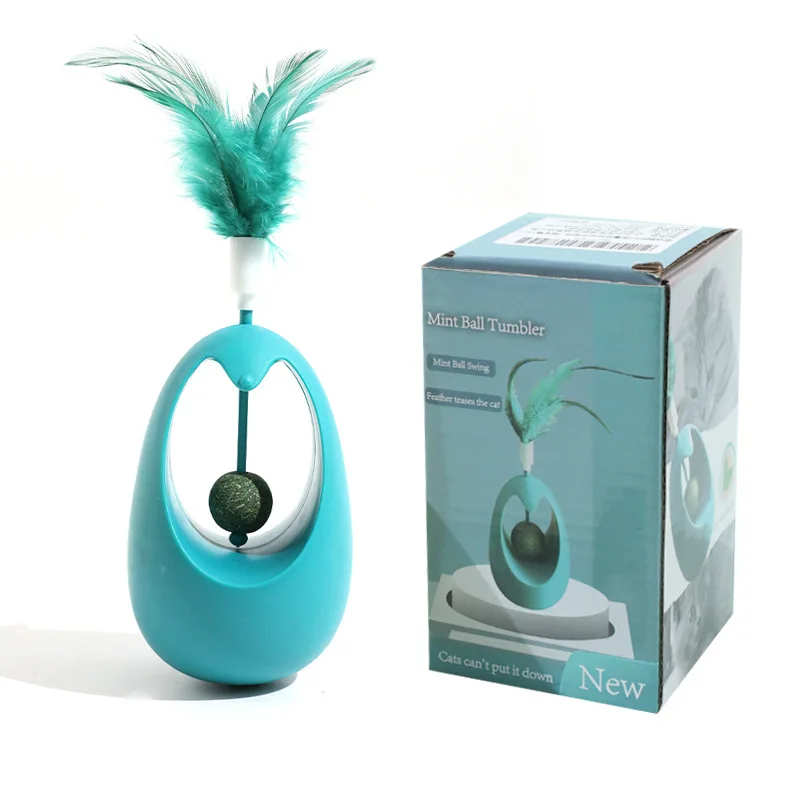 

Feather Weeble Spinning Ball Cat Toy Self Entertainment Pet Supplies Cat Teaser Spinner Catnip Ball Addictive Indoor Cats Fun