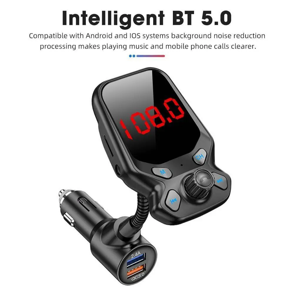 Car Wireless -Bluetooth Handsfree Car Kit FM Transmitter Charger MP3 Player Radio Adapter USB Charger Set