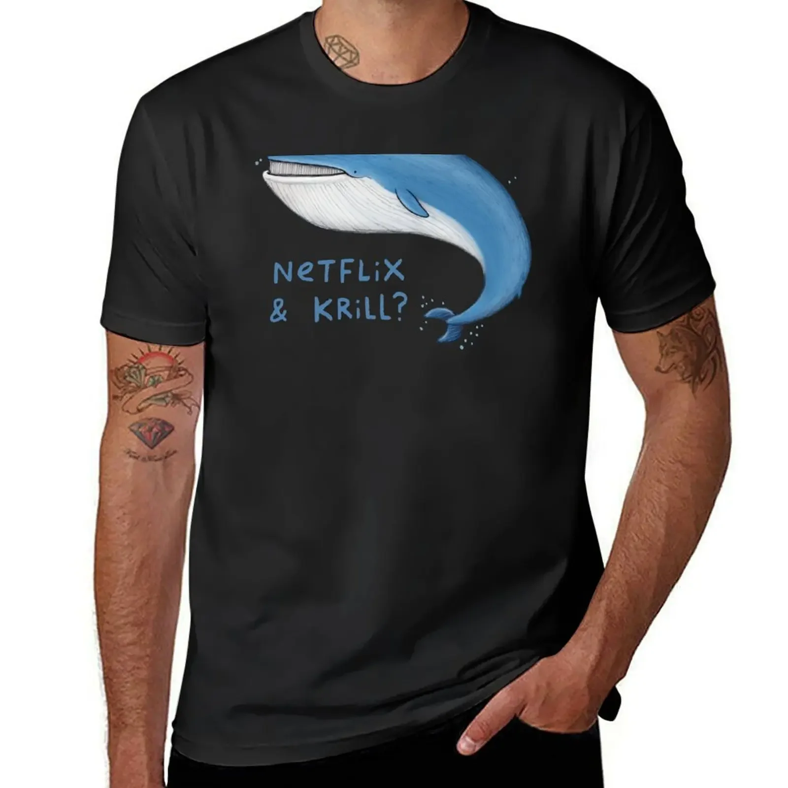 Netflix & Krill T-Shirt anime clothes graphic tee shirt Short sleeve tee anime stuff slim fit t shirts for men